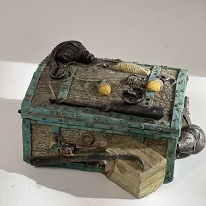 Vintage Rare Fish Hook Trinket Jewelry Box, Resin Fisherman Collectible